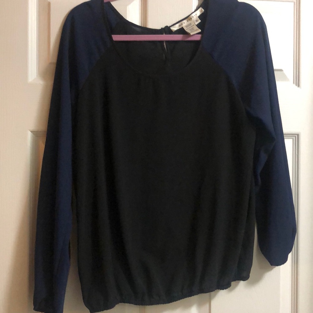 Two Tone Black/ Blue long sleeve top
